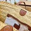 Summer Designer Bag Raffia Tote Crochet Straw Large Capacity Women Travel Handväska Straw Bags Real Leather Shopping Purse Plånbok Totes axelhandväskor Toppkvalitet
