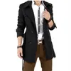 Trench homme coupe-vent veste Vintae noir Kaki Sprin automne affaires Trenc homme Double boutonnage rétro classique Lon manteau tique