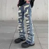 Single-American Style Street Ripped Jeans Herren Persönlichkeit Trendige gerade sitzende Hose