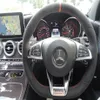 Pour Benz AMG C63S haute qualité cousu à la main anti-dérapant daim noir fil rouge bricolage volant Cover303Y