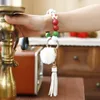 Party Favor XMAS Gift Silicone Christmas Beaded Bracelet Fur Ball Pendant Wrist Keychain Cartoon Tassel Key Chain Fashion Accessories Q374