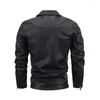 Vestes pour hommes 2023 hommes mode printemps coupe-vent en cuir mince automne extérieur confortable couleur unie moto veste manteaux