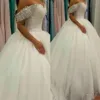 Arabic Gorgeous Princess Ball Gown Wedding Dresses Off the Shoudler Sexy Formal Brides Gowns Blingbling Sequins Crysatls Cap Sleev222I