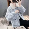 Frauen Pelz Faux Nerz Fleece Kurze Strickjacke Herbst/Winter Koreanische Lose Plaid Mantel Top Kragen Haarige Jacken Für frauen