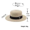 Cappelli a tesa larga M Lettera Round Flat Top Cappello da spiaggia in paglia Lady Boater Cappellini da sole Panama Fedora Cappellino da viaggio da donna