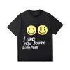 Men's T Shirts Streetwear Cartoon Letter Puff Cotton Tshirts For Men Y2K Short Sleeve Summer Crew Neck Tees Unisex Oversized Loose Shirt