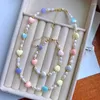 Choker 3PCS Freshwater Pearl Naszyjnik na prezenty kolorowe plastikowe serce bransoletki dziewczęta 18K złota