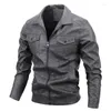 Vestes pour hommes 2023 hommes mode printemps coupe-vent en cuir mince automne extérieur confortable couleur unie moto veste manteaux