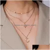 Pendant Necklaces Tag Moon Butterfly Pearl Drop Necklace Mtilayer Gold Chains Women Chokers Collar Fashion Jewelry Will And Sandy Gift Dhhic