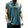 T-shirts pour hommes de haute qualité d'été à séchage rapide en soie de glace gilet sans manches coupe ample à la mode marque Ins T-shirt à manches courtes de grande taille