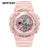 Autres Montres Femmes Hommes Montres Sanda Top Marque De Luxe Rose Amant Montre Horloge Quatz led Numérique Sport Montre-Bracelet pour Femmes Hommes Étanche J230728