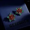 Pendientes de tuerca CIZEVA 2023, impresionante flor de Zirconia cúbica, Color Noble, boda, Vintage, oro negro, joyería de moda