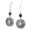 Boucles d'oreilles pendantes classique ronde pour les femmes naturel blanc Jade moelle lumière luxe classique boucles d'oreilles bijoux Cheongsam accessoires