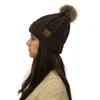Mode Fourrure Pom Poms chapeau Pour Femmes Hiver Tricoté Bonnets Cap Épais Femme Skullies Bonnet CapsZZ