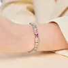 Luxury Charm s925 Sterling Silver Chain Bracelet Designer for Woman Colorful 5A Cubic Zirconia Women Bracelets Diamond Chains Jewelry Valentine's Day Gift Box