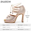 Zapatos de baile DILEECHI Zapatos de baile latino Beige satén negro Zapatos de baile de salón Plataforma ajustar ancho fiesta Squre zapatos mujer tacón alto 230729