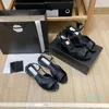 Designer -Leather Sandals Flat Bottom Buckle Latch Party Wedding Sandal Fashion Slipper Women Sexy High Heel Sandals