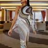 Robes décontractées Liquid Art Print Long Dress Ladies Cool Abstract Swirls Streetwear Maxi Sexy Bodycon Side Split Custom Clothes