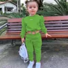 Ensembles de vêtements 1 8 ans solide enfants fille enfant costume tenue à manches longues haut court pantalon mode printemps automne bébé vêtements costumes 2023 230731