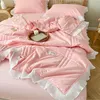 Bedding sets Korean Style Chiffon Lace Comfortable Summer Quilt Soft Skinfriendly Princess Air Conditioning Sets Washable Thin Blanket 230731