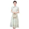 Sıradan Elbiseler 2023 Yaz Geliştirilmiş Güzel Giysiler Çin tarzı Cheongsam Elbise Uzun A kelimesi kadınsı mizaç
