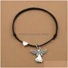 Charm-Armbänder für Damen, Mode, Party, einzigartiger Schmuck, Geschenke, niedliche Flügel, Engel-Anhänger, rote Kordel, Seil, verstellbar, Herz, Tropfenlieferung, Dhbiq