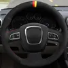 Car Steering Wheel Cover Black Genuine Leather Suede For Audi A4 S4 2005-2012 A6 S6 A8 2006-2011 S8 2007 Seat Exeo 2009-2012303n