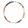 Designer-Halsketten für Männer, Halsketten, Designer-Herrenschmuck, orangefarbene Silber-Gliederkette, Halskette, Party-Geschenk mit Box