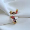 Hoop Huggie Real 18K złota platowane kryształowe klejnoty kwiatowe klejnoty biżuterii litera prezent ślubny fabryka hurtowa z torbą na kurz