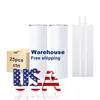 USA CAN Warehouse 20oz Sublimation Tumblers Heat Press Double Wall 20 oz Straight Blanks Sublimate DIY Car Mugs Garrafas JY31