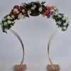 Bröllopsdekoration Flower Vase El Table Centerpieces Floral Row Metal Holder Flower Rack Shiny Gold Arch Stand Grand-Event Part221s