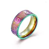 Cluster Rings Punk Fashion Fingerprint Swirl Titanium Steel Ring For Men Black Wedding Jewelry Birthday Gift Accessories Party