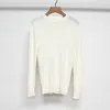 Ny T-Oteme Frost Color Mixed Weave Stripe Långärmning Knit Top Soft Glutinous Elastic Breatble Casual Shirt