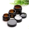 Packing Bottles 5G 10G 15G 20G 30G 50G 100G Amber Brown Glass Face Cream Bottle Cosmetic Makeup Jars With Inner Liners And Black Lids Otdph