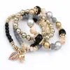 4pcs set Designer Fashion Multilayer strand Crystal Beads Leave Tassel Bracelets & Bangles Pulseras Mujer Jewelry for Women Gift271d