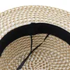 Cappelli a tesa larga M Lettera Round Flat Top Cappello da spiaggia in paglia Lady Boater Cappellini da sole Panama Fedora Cappellino da viaggio da donna