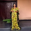 Roupas étnicas 2023 estampado vestido maxi amarelo africano para mulheres elegantes senhora casamento vestidos de festa à noite design de verão áfrica kaftan