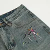 Jeans da uomo Flower Men Y2k Graphic Vaqueros Pantalones Hombre Pantaloni larghi High Street Autunno Casual Streetwear Pantaloni estivi in denim