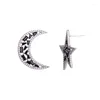 Stud Earrings Uer Mysterious Black Moon&Star Zircon Asymmetry Punk For Women Fashion Jewelry Arrival