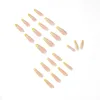 False Nails 24pcs/Set Simple French Fingernail Makeup Acrylic Ballerina Nail Art Tips With Glue Long Manicure Coffin Fake