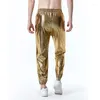 Мужские брюки блестящие золотые покрытые металлическими пробежками спортивные штаны Мужские стильные 70 -х годы диско ночной клуб Show Hip Hop Streetwear Sport 3xl