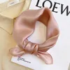 Scarves Luxury Solid Color Nature Silk Square Scarfs For Women Neck Ties Foulard Neckerchief Hairband Hands Bag Ribbons Headband