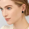 Boucles d'oreilles en cornaline noire pour femmes pierre ovale géométrique avec bijoux de fiançailles de mariage en acier inoxydable