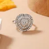 New Fashion Simple Bright Love Heart Crystal Full Rhinestone Ring Anello regolabile femminile Gioielli di fidanzamento per matrimonio