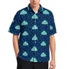 Camisas informales para hombre, camisa de nube Kawaii, estampado de lunares, blusas holgadas de novedad de verano para la playa, ropa de manga corta estampada de gran tamaño