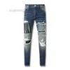 Mężczyźni dżinsy dziura jasnoniebieski ciemnoszary Włochy długie spodnie uliczne jeansu chuda szczupła prosta motocyklista Jean Top Quality 3p12