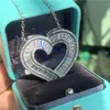 Vecalon Super Shinning Luxury Jewelry 100% 925 Sterling Silver Full Princess Cut White Clear Diamond Heart Pendant Women Necklace239o