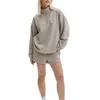 Women's Tracksuits Women S Cozy Lounge Set Oversized Sweater And Comfy Shorts Combo With Quarter Zip Sweatshirt Convenient Pockets