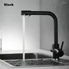 Kökskranar Black Sink Faucet Mixer 360 graders roterande rena handtag Handbassäng