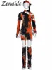 Abiti casual Zenaide Sexy manica lunga nappa Mini abito Festival Rave Night Club Abiti Donna Maglia Estate Asimmetria Bodycon Tie Dye